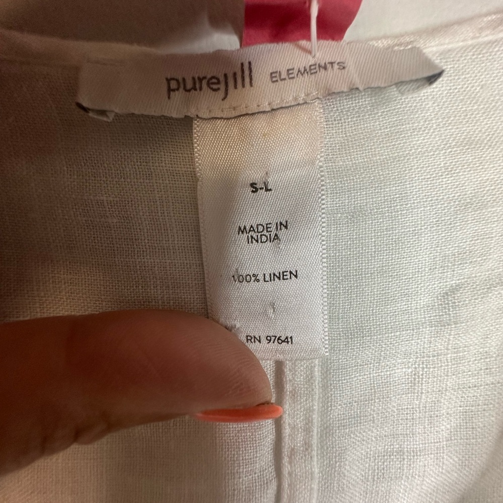 J. Jill  Elements 100% Linen Pullover White Relaxed Fit Lagenlook Top Size S - L - Picture 6 of 13